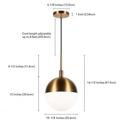 Orb 1-Light Large Globe Brass and Frosted Glass Pendant by Meyer&Cross -Hot Sale HomeGlam Store brass meyer cross chandeliers pd0333 fa 1000