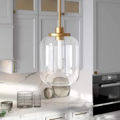 Agnolo 1-Light Brass Pendant with Clear Glass Shade by Meyer&Cross 12 Agnolo 1-Light Brass Pendant with Clear Glass Shade by Meyer&Cross -Hot Sale HomeGlam Store brass meyer cross chandeliers pd0490 4f 1000