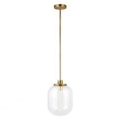Agnolo 1-Light Brass Pendant with Clear Glass Shade by Meyer&Cross