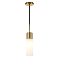 Lance 1-Light Brass Pendant with White Milk Glass Shade by Meyer&Cross -Hot Sale HomeGlam Store brass meyer cross chandeliers pd0491 4f 1000