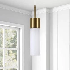 Lance 1-Light Brass Pendant with White Milk Glass Shade by Meyer&Cross -Hot Sale HomeGlam Store brass meyer cross chandeliers pd0491 fa 1000