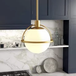 Cieonna 1-Light Brass Pendant with White Milk Glass Shade by Meyer&Cross 14 Cieonna 1-Light Brass Pendant with White Milk Glass Shade by Meyer&Cross -Hot Sale HomeGlam Store brass meyer cross chandeliers pd0493 1f 1000