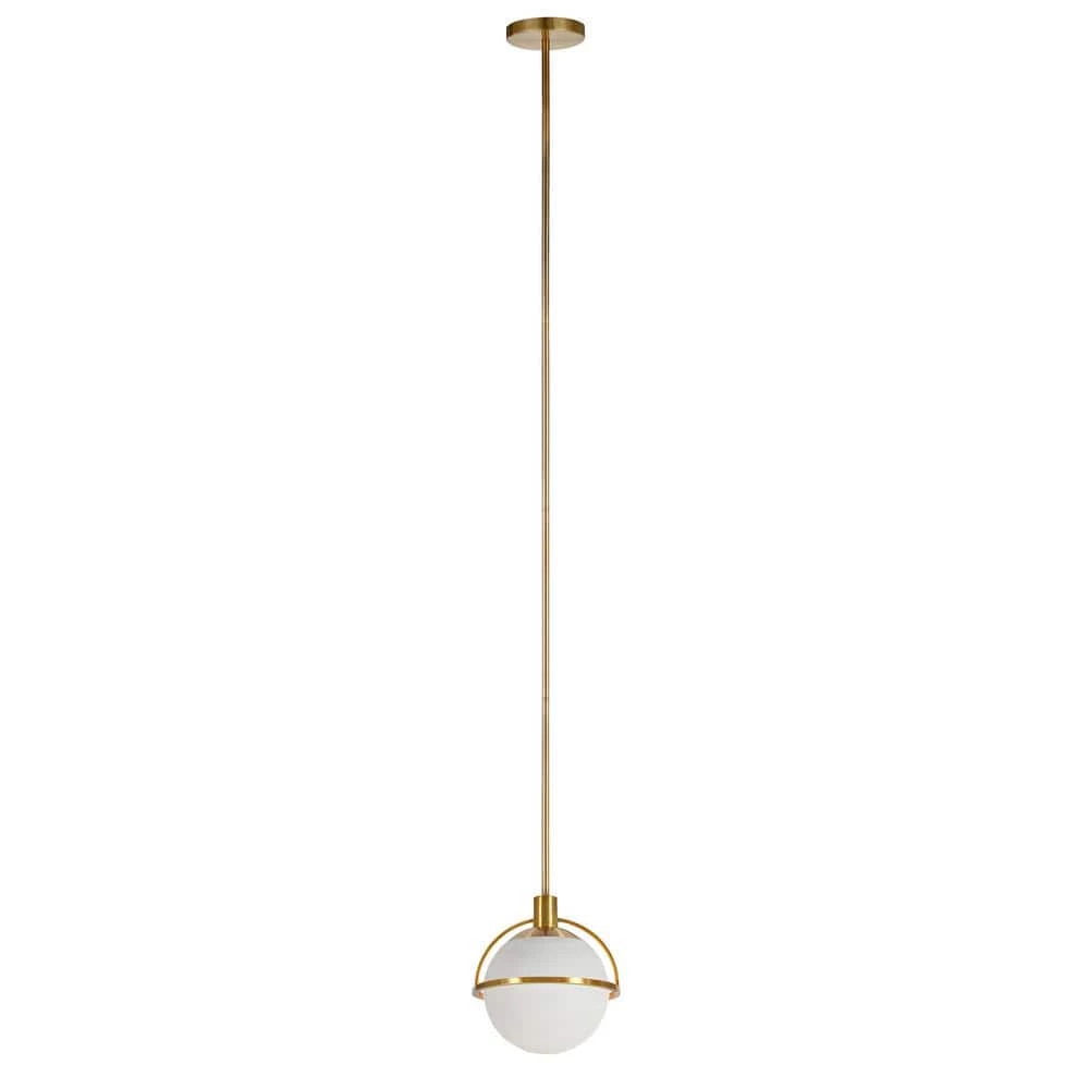 Cieonna 1-Light Brass Pendant with White Milk Glass Shade by Meyer&Cross 3 Cieonna 1-Light Brass Pendant with White Milk Glass Shade by Meyer&Cross