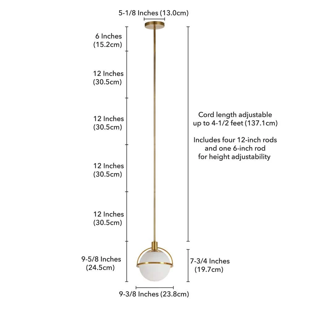 Cieonna 1-Light Brass Pendant with White Milk Glass Shade by Meyer&Cross 9 Cieonna 1-Light Brass Pendant with White Milk Glass Shade by Meyer&Cross - Image 7