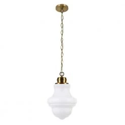 Annie 1-Light Brass Pendant with White Milk Glass Shade by Meyer&Cross