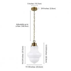 Annie 1-Light Brass Pendant with White Milk Glass Shade by Meyer&Cross -Hot Sale HomeGlam Store brass meyer cross chandeliers pd0502 fa 1000