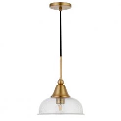 Magnolia 1-Light Brass Single Pendant with Seeded Glass Shade by Meyer&Cross
