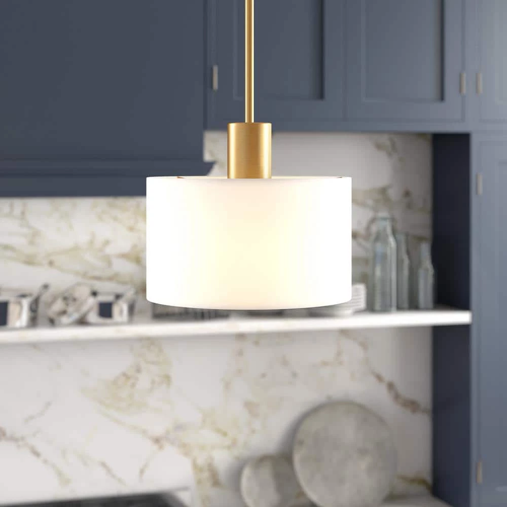 Henri 1-Light Brass Pendant with Fabric Shade by Meyer&Cross 7 Henri 1-Light Brass Pendant with Fabric Shade by Meyer&Cross - Image 5