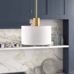 Henri 1-Light Brass Pendant with Fabric Shade by Meyer&Cross 14 Henri 1-Light Brass Pendant with Fabric Shade by Meyer&Cross -Hot Sale HomeGlam Store brass meyer cross chandeliers pd0596 4f 1000