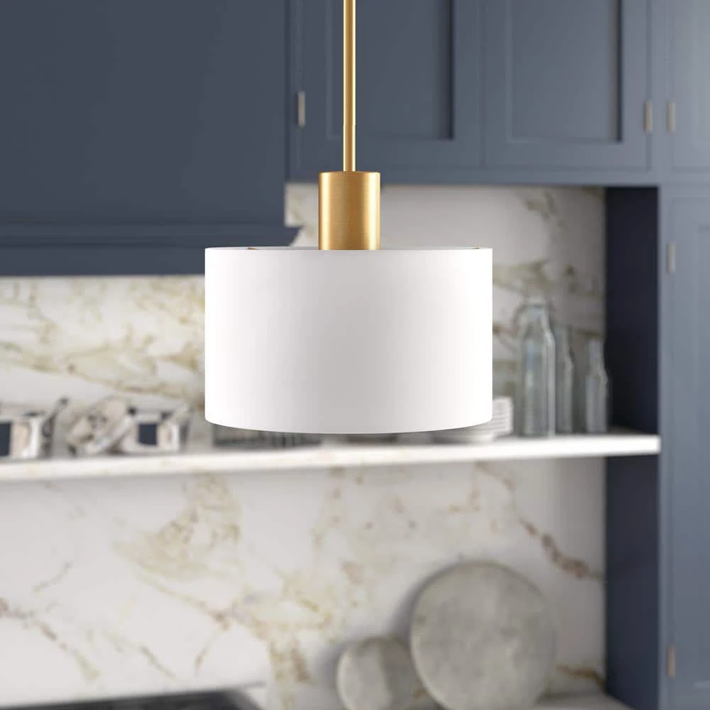 Henri 1-Light Brass Pendant with Fabric Shade by Meyer&Cross 6 Henri 1-Light Brass Pendant with Fabric Shade by Meyer&Cross - Image 4
