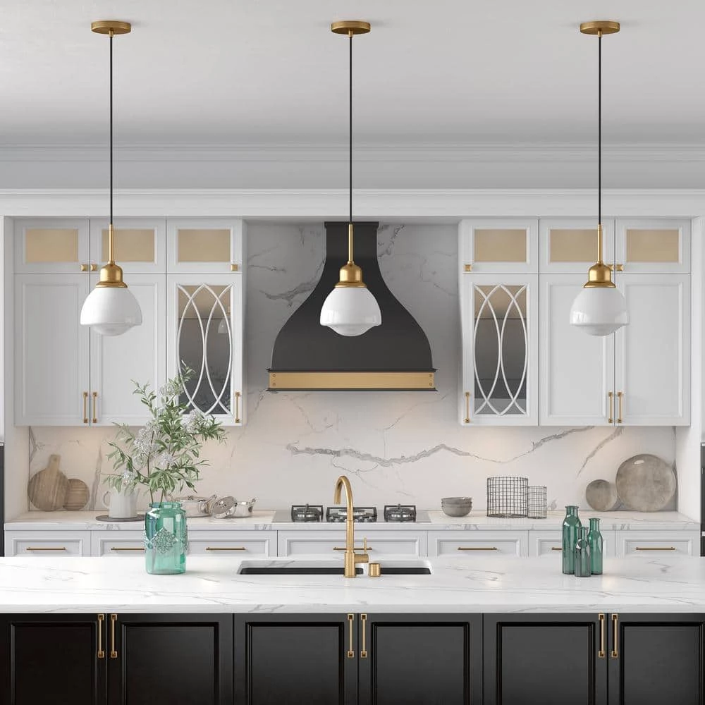 Brooks 1-Light Brass Pendant with White Milk Glass Shade by Meyer&Cross 4 Brooks 1-Light Brass Pendant with White Milk Glass Shade by Meyer&Cross - Image 2