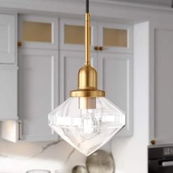 Zariza 1-Light Brass Pendant with Clear Glass Shade by Meyer&Cross -Hot Sale HomeGlam Store brass meyer cross chandeliers pd0612 1f 1000