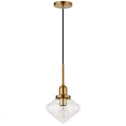 Zariza 1-Light Brass Pendant with Clear Glass Shade by Meyer&Cross