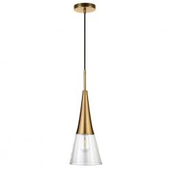 Myra 1-Light Brass Pendant with Clear Glass Shade by Meyer&Cross