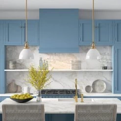 Rockwell 1-Light Brass Pendant with White Milk Glass Shade by Meyer&Cross -Hot Sale HomeGlam Store brass meyer cross chandeliers pd0856 31 1000