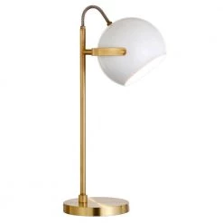 Sims 22 in. Brass Desk Lamp with White Shade by Meyer&Cross 13 Sims 22 in. Brass Desk Lamp with White Shade by Meyer&Cross -Hot Sale HomeGlam Store brass meyer cross desk lamps tl0783 1f 1000