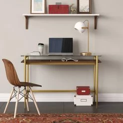 Sims 22 in. Brass Desk Lamp with White Shade by Meyer&Cross 17 Sims 22 in. Brass Desk Lamp with White Shade by Meyer&Cross -Hot Sale HomeGlam Store brass meyer cross desk lamps tl0783 31 1000