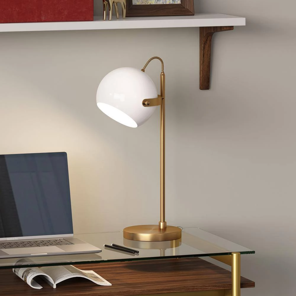 Sims 22 in. Brass Desk Lamp with White Shade by Meyer&Cross 5 Sims 22 in. Brass Desk Lamp with White Shade by Meyer&Cross - Image 3