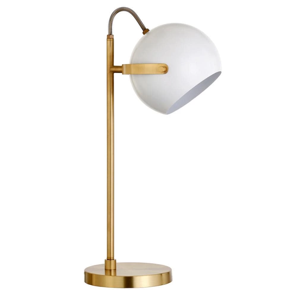 Sims 22 in. Brass Desk Lamp with White Shade by Meyer&Cross 3 Sims 22 in. Brass Desk Lamp with White Shade by Meyer&Cross