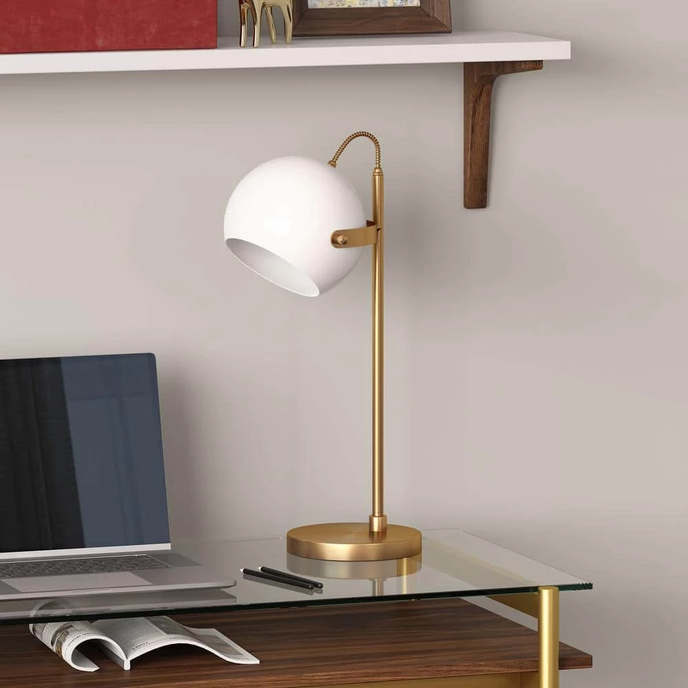 Sims 22 in. Brass Desk Lamp with White Shade by Meyer&Cross 4 Sims 22 in. Brass Desk Lamp with White Shade by Meyer&Cross - Image 2