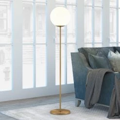 Theia 62.63 in. Brass Globe and Stem Floor Lamp by Meyer&Cross -Hot Sale HomeGlam Store brass meyer cross floor lamps fl0069 4f 1000