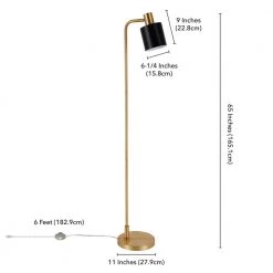 Thew 65 in. Brass Floor Lamp with Black Shade by Meyer&Cross -Hot Sale HomeGlam Store brass meyer cross floor lamps fl0148 1f 1000
