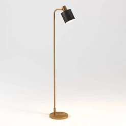 Thew 65 in. Brass Floor Lamp with Black Shade by Meyer&Cross -Hot Sale HomeGlam Store brass meyer cross floor lamps fl0148 44 1000
