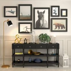 Thew 65 in. Brass Floor Lamp with Black Shade by Meyer&Cross -Hot Sale HomeGlam Store brass meyer cross floor lamps fl0148 4f 1000