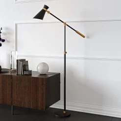 Pixar 65-1/2 in. Black and Brass Floor Lamp by Meyer&Cross -Hot Sale HomeGlam Store brass meyer cross floor lamps fl0230 76 1000