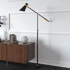 Pixar 65-1/2 in. Black and Brass Floor Lamp by Meyer&Cross -Hot Sale HomeGlam Store brass meyer cross floor lamps fl0230 c3 1000