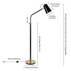 Austen 65 in. Matte Black and Brass Floor Lamp by Meyer&Cross -Hot Sale HomeGlam Store brass meyer cross floor lamps fl0335 1f 1000