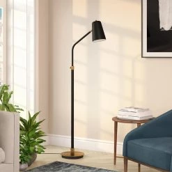 Austen 65 in. Matte Black and Brass Floor Lamp by Meyer&Cross -Hot Sale HomeGlam Store brass meyer cross floor lamps fl0335 c3 1000