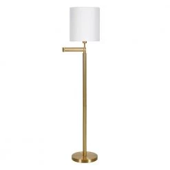 Moby 62 in. Brass Finish Floor Lamp with Swing Arm and Drum Shade by Meyer&Cross