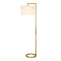Grayson 64 in. Brass Finish Floor Lamp with Round Shade by Meyer&Cross -Hot Sale HomeGlam Store brass meyer cross floor lamps fl0372 4f 1000