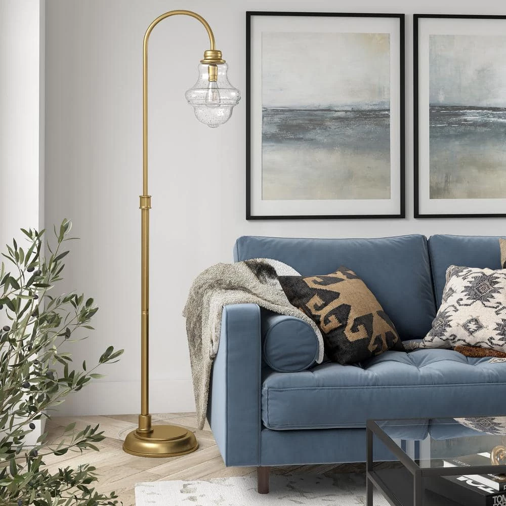 Sara 70 in. Brass Floor Lamp with Seeded Glass Shade by Meyer&Cross 6 Sara 70 in. Brass Floor Lamp with Seeded Glass Shade by Meyer&Cross - Image 4