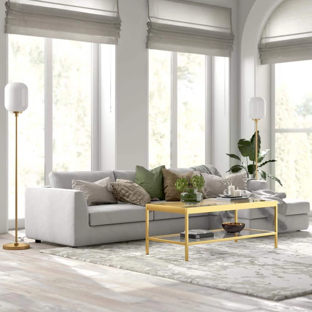 Agnolo 68-3/4 in. Brass Floor Lamp with White Milk Glass Shade by Meyer&Cross 6 Agnolo 68-3/4 in. Brass Floor Lamp with White Milk Glass Shade by Meyer&Cross - Image 4