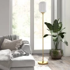 Agnolo 68-3/4 in. Brass Floor Lamp with White Milk Glass Shade by Meyer&Cross 15 Agnolo 68-3/4 in. Brass Floor Lamp with White Milk Glass Shade by Meyer&Cross -Hot Sale HomeGlam Store brass meyer cross floor lamps fl0506 31 1000
