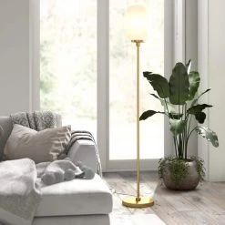 Agnolo 68-3/4 in. Brass Floor Lamp with White Milk Glass Shade by Meyer&Cross 11 Agnolo 68-3/4 in. Brass Floor Lamp with White Milk Glass Shade by Meyer&Cross -Hot Sale HomeGlam Store brass meyer cross floor lamps fl0506 4f 1000