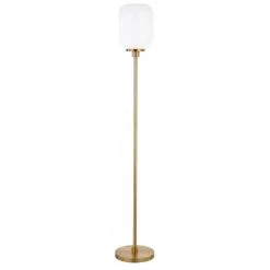 Agnolo 68-3/4 in. Brass Floor Lamp with White Milk Glass Shade by Meyer&Cross