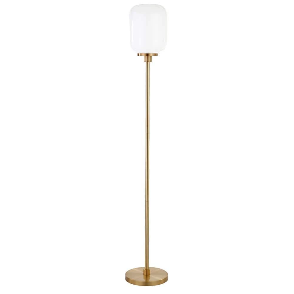Agnolo 68-3/4 in. Brass Floor Lamp with White Milk Glass Shade by Meyer&Cross 3 Agnolo 68-3/4 in. Brass Floor Lamp with White Milk Glass Shade by Meyer&Cross