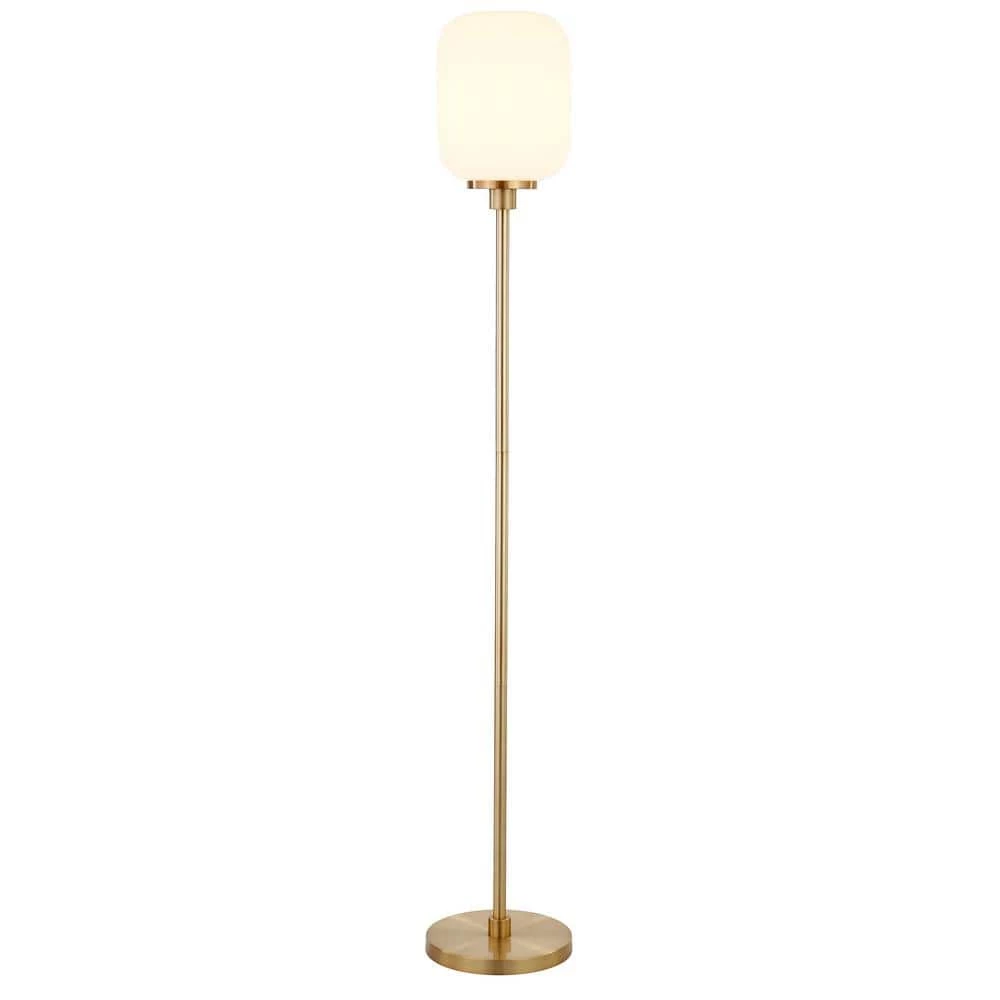 Agnolo 68-3/4 in. Brass Floor Lamp with White Milk Glass Shade by Meyer&Cross 4 Agnolo 68-3/4 in. Brass Floor Lamp with White Milk Glass Shade by Meyer&Cross - Image 2