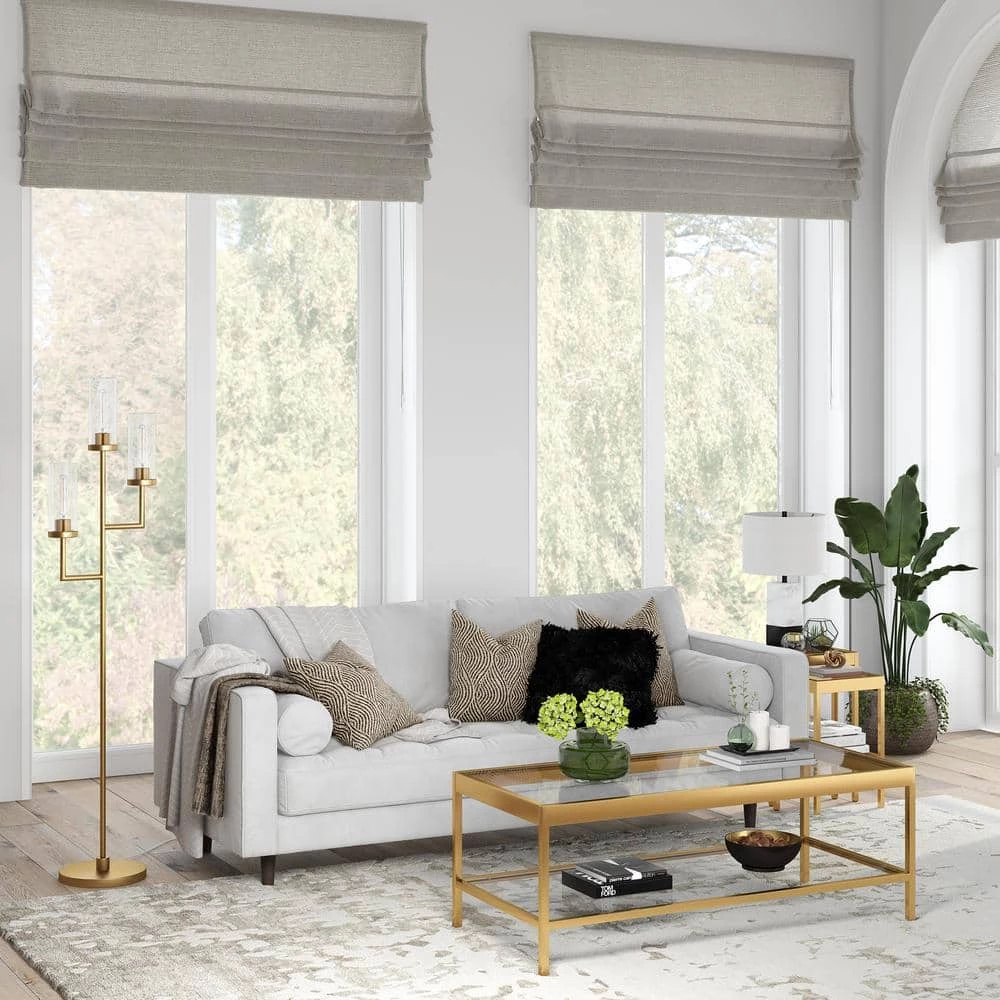 Basso 69.5 in. Brass Torchiere 3-Light Floor Lamp with Seeded Glass Shades by Meyer&Cross 9 Basso 69.5 in. Brass Torchiere 3-Light Floor Lamp with Seeded Glass Shades by Meyer&Cross - Image 7