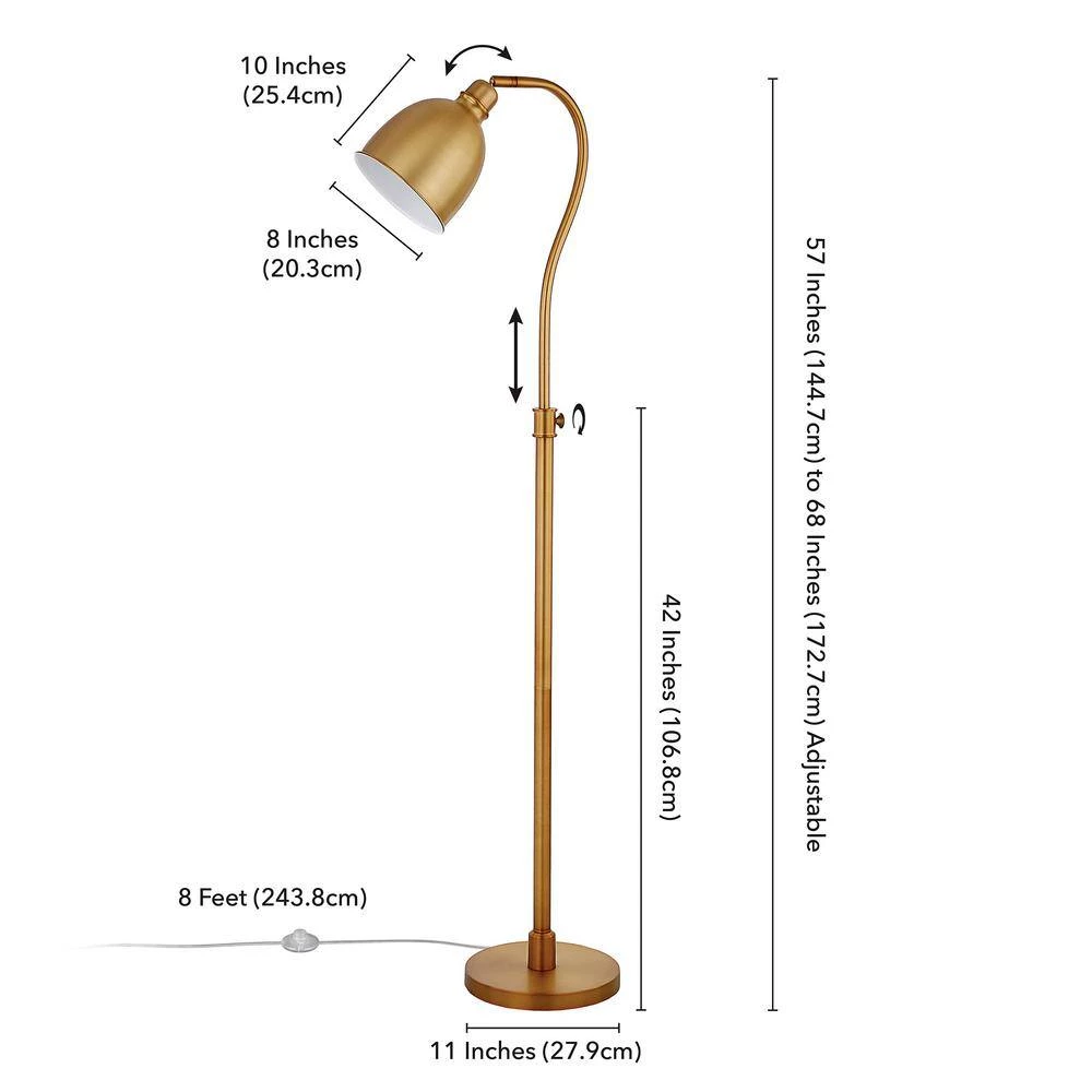 Vincent 68 in. Brass Floor Lamp with Adjustable Height by Meyer&Cross 8 Vincent 68 in. Brass Floor Lamp with Adjustable Height by Meyer&Cross - Image 6