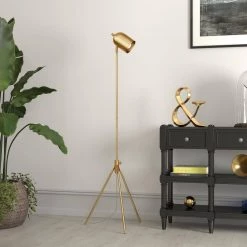 Bruno 56 in. Brass Finish Tripod Floor Lamp by Meyer&Cross -Hot Sale HomeGlam Store brass meyer cross floor lamps fl0746 4f 1000