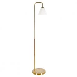 Henderson 62 in. Brass Arc Floor Lamp with White Milk Glass Shade by Meyer&Cross