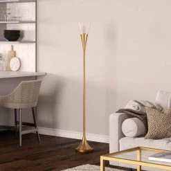 Moura 71.75 in. Brass Torchiere Floor Lamp with Clear Glass Shade by Meyer&Cross 13 Moura 71.75 in. Brass Torchiere Floor Lamp with Clear Glass Shade by Meyer&Cross -Hot Sale HomeGlam Store brass meyer cross floor lamps fl0802 1f 1000