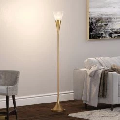 Moura 71.75 in. Brass Torchiere Floor Lamp with Clear Glass Shade by Meyer&Cross 14 Moura 71.75 in. Brass Torchiere Floor Lamp with Clear Glass Shade by Meyer&Cross -Hot Sale HomeGlam Store brass meyer cross floor lamps fl0802 44 1000