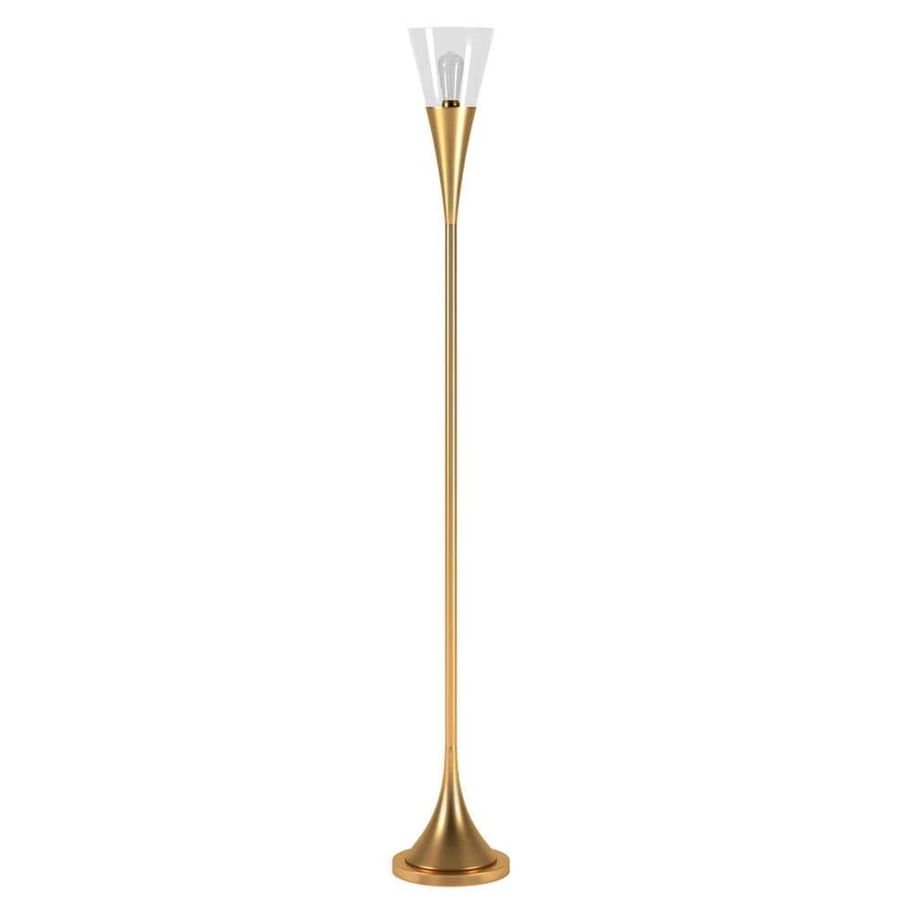Moura 71.75 in. Brass Torchiere Floor Lamp with Clear Glass Shade by Meyer&Cross 3 Moura 71.75 in. Brass Torchiere Floor Lamp with Clear Glass Shade by Meyer&Cross