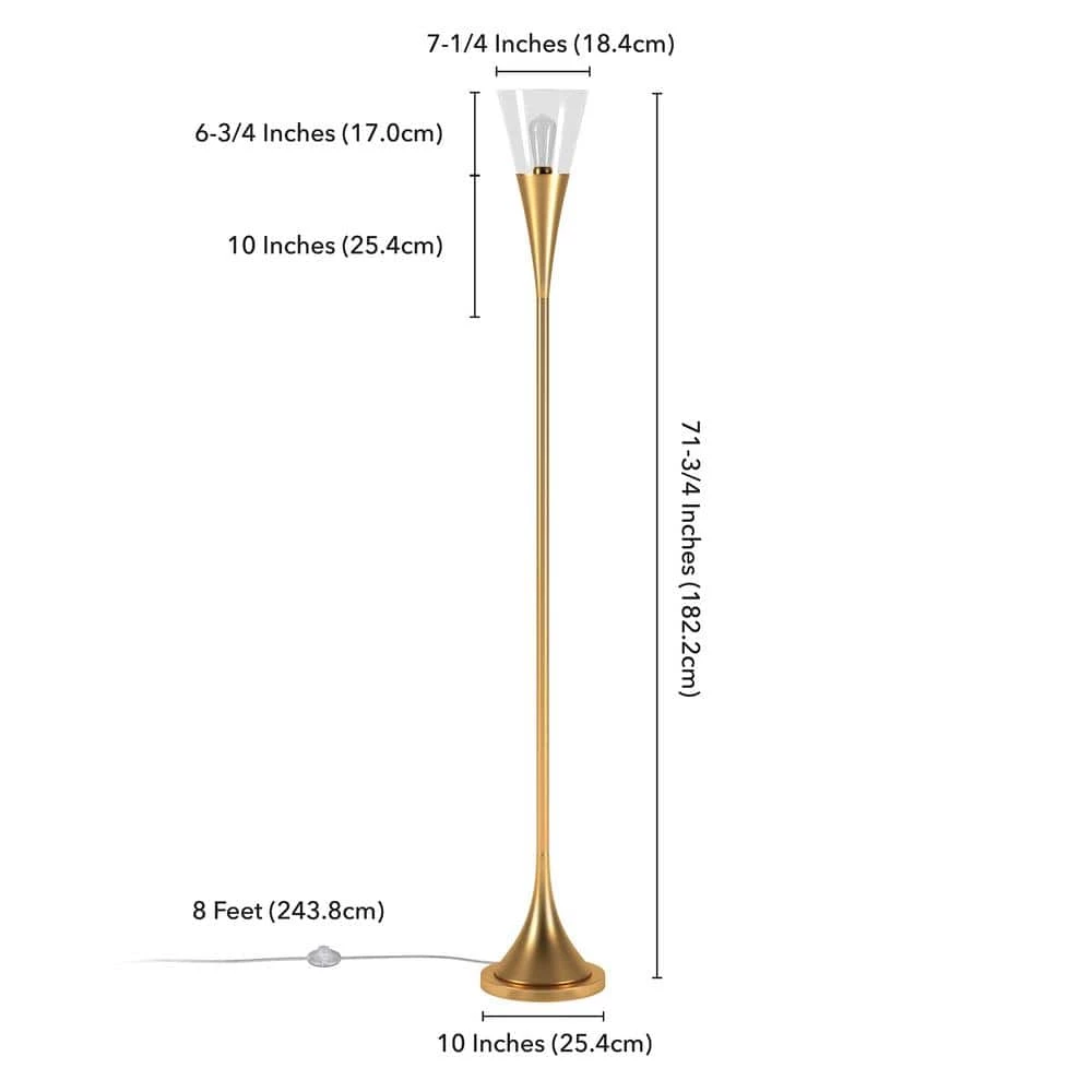 Moura 71.75 in. Brass Torchiere Floor Lamp with Clear Glass Shade by Meyer&Cross 9 Moura 71.75 in. Brass Torchiere Floor Lamp with Clear Glass Shade by Meyer&Cross - Image 7