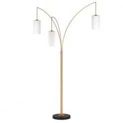 Aspen 83 in. Brass 3-Light Floor Lamp with Blackened Bronze Base by Meyer&Cross